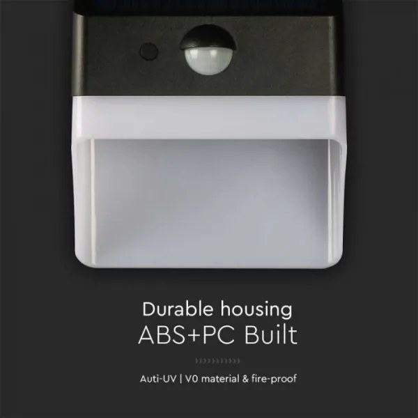 LED lampă solară de perete cu senzor, 2W, 3,7V, 4000K, IP65, 1200 mAh