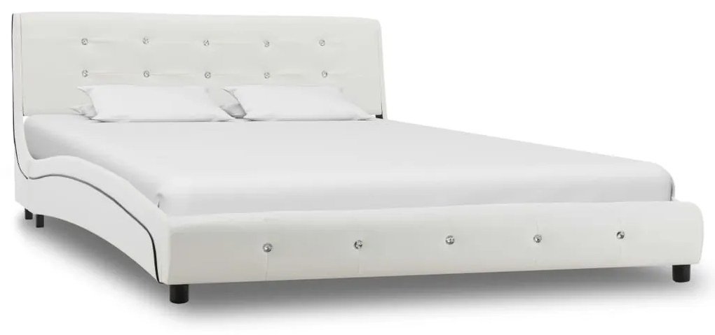 280314 vidaXL Cadru de pat, alb, 140 x 200 cm, piele ecologică