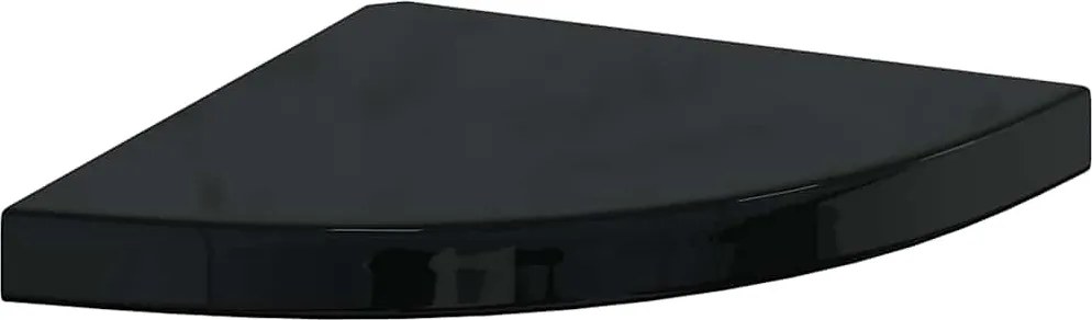 vidaXL Raft colțar de perete, negru extralucios, 35x35x3,8 cm, MDF