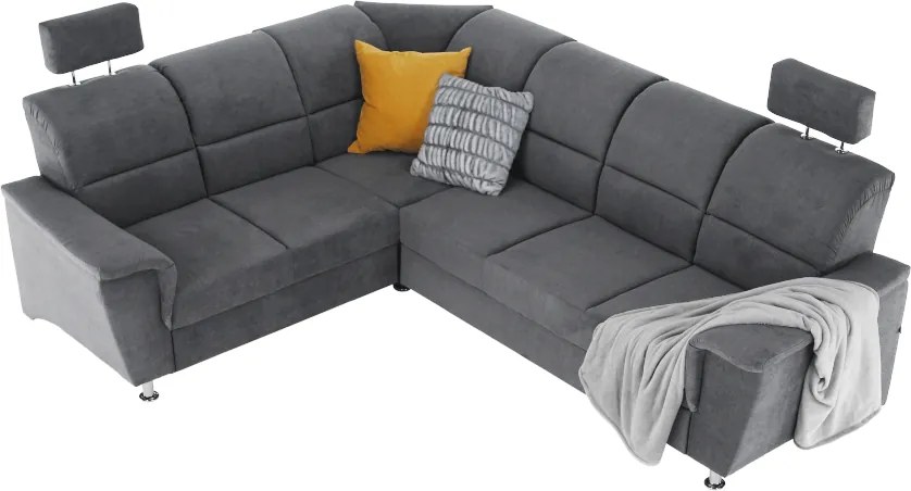 Colţar extensibil, material textil gri, model stânga, SANTIAGO