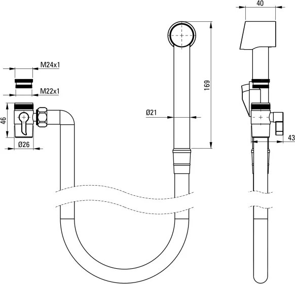 Bidetta Set Bidetta, cu suport fix, cu comutator de duș ANW_041C