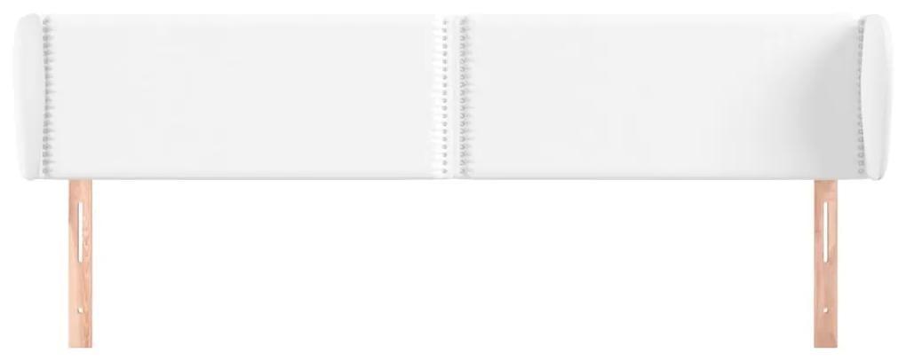 Tablie de pat cu aripioare alb 203x23x78 88 cm piele ecologica 1, Alb, 203 x 23 x 78 88 cm