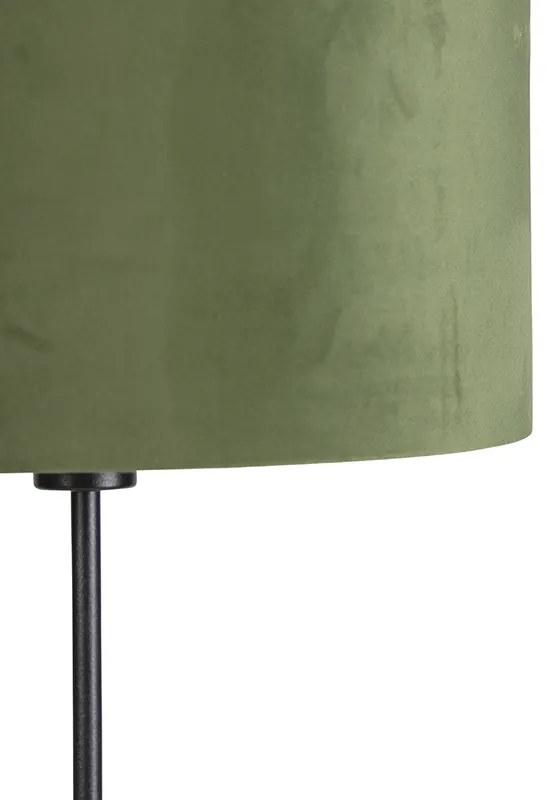 Lampă de podea neagră cu abajur din catifea verde cu auriu 35 cm - Parte