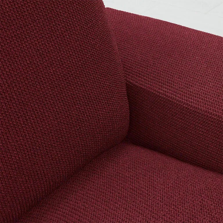 Huse super elastice HARMONIA bordo canapea cu otoman dreapta (l. 210 - 320 cm)