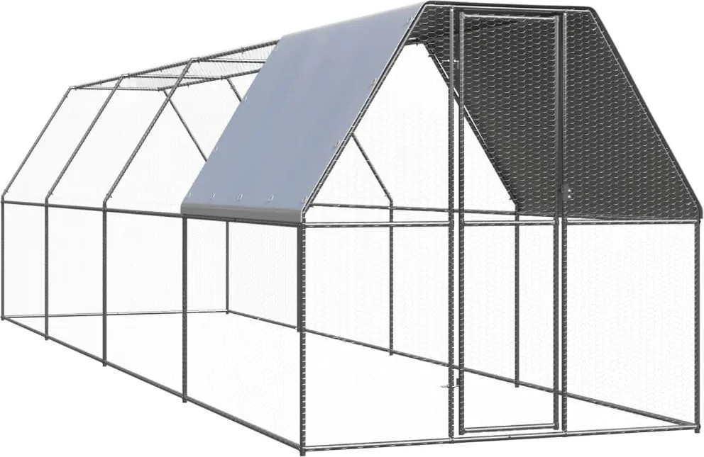 vidaXL Coteț de exterior pentru păsări, 2x8x2 m, oțel zincat
