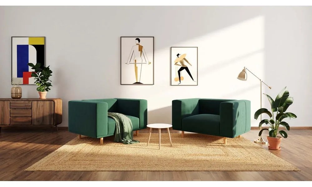 Fotoliu de relaxare verde închis cu tapițerie din catifea Kukumo – Ame Yens