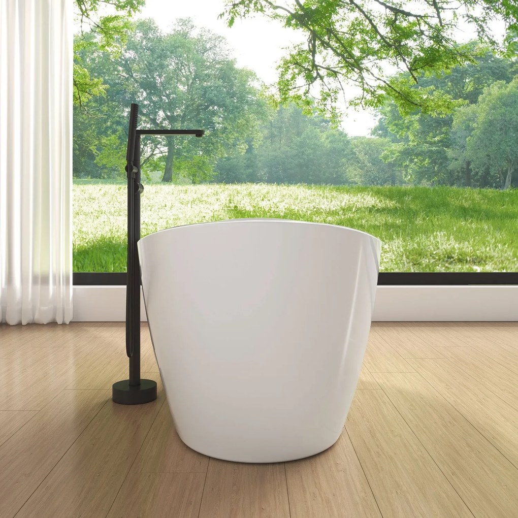 Cada baie freestanding ovala, compozit, 158 x 77 cm, Foglia Bella