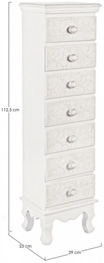 Comoda alba incrusata manual din MDF melaminat, 29 cm, Clorine Bizzotto