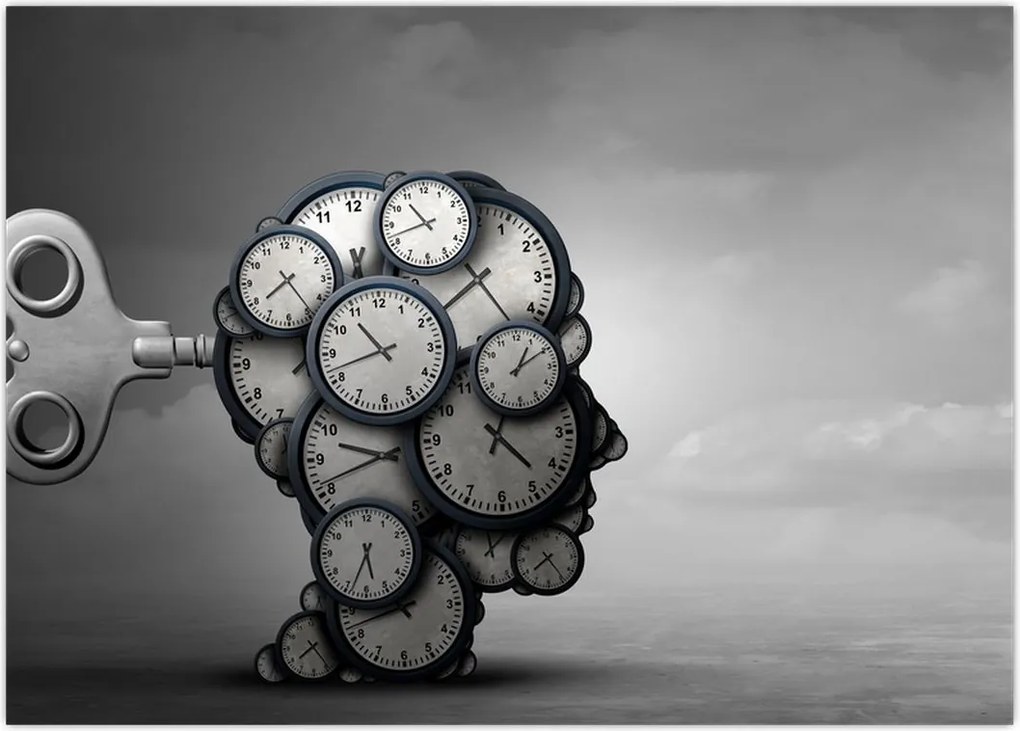 Tablou artistic cu cu cap și ceas (70x50 cm)