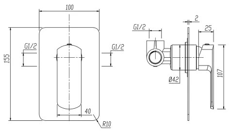 Sapho - Baterie de duș pentru instalare încastrată MIXONA, crom lucios