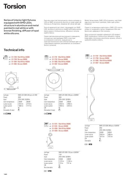 Redo 01-1795 - Lustră LED dimabilă suspendată pe cablu TORSION, 40 W, 230 V, albă