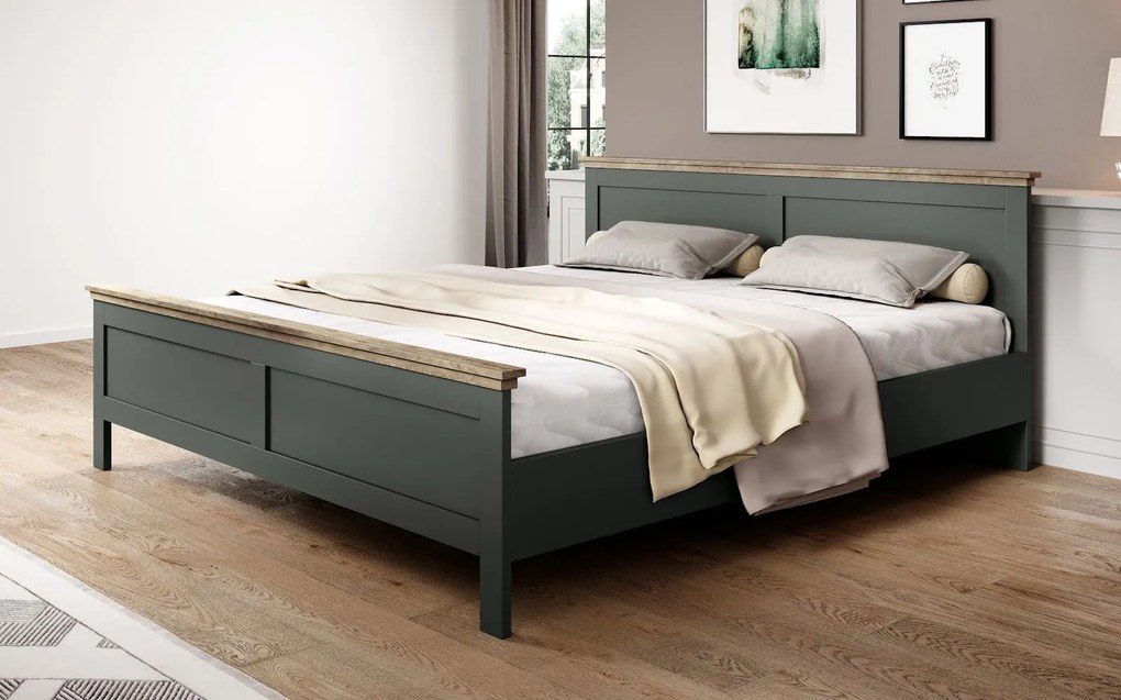 Pat lemn masiv Jardon 140/160/180x200cm Grafit - 140x200