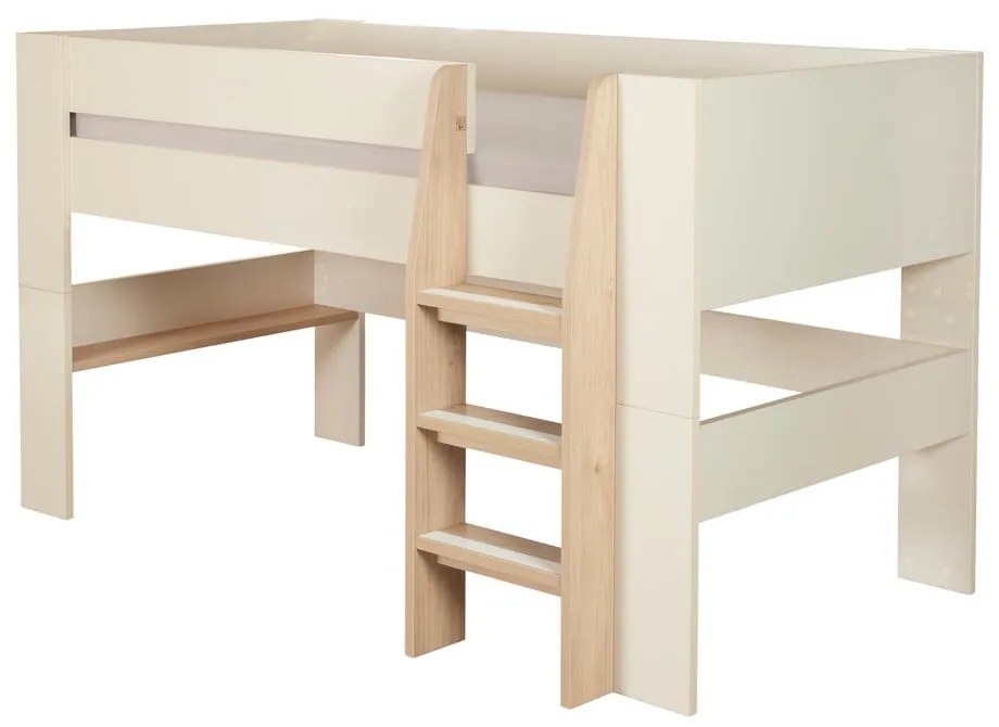 Pat pentru copii bej înalt fără somieră 90x200 cm Loft – Roba