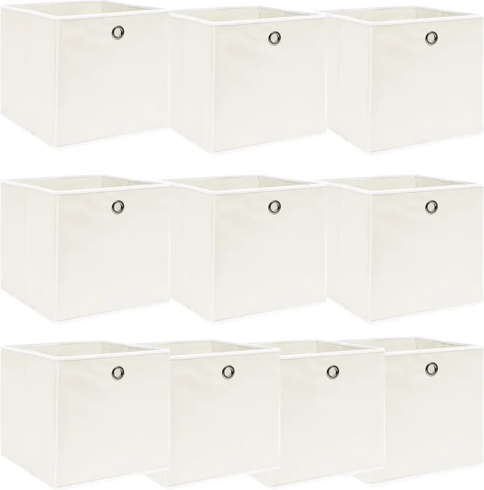 vidaXL Cutii depozitare, 10 buc., alb, 32x32x32 cm, textil
