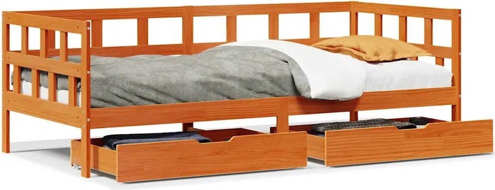 vidaXL Pat de zi cu sertare fără saltea, 90x200 cm, lemn masiv