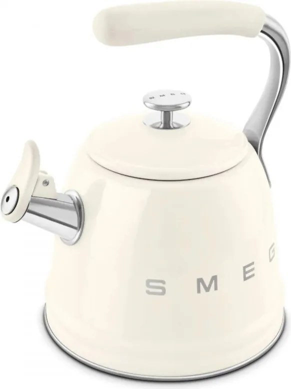 Ceainic cu fluier Smeg WKF01CR, 2,3 l, Inductie, Maner rece, Otel, Crem