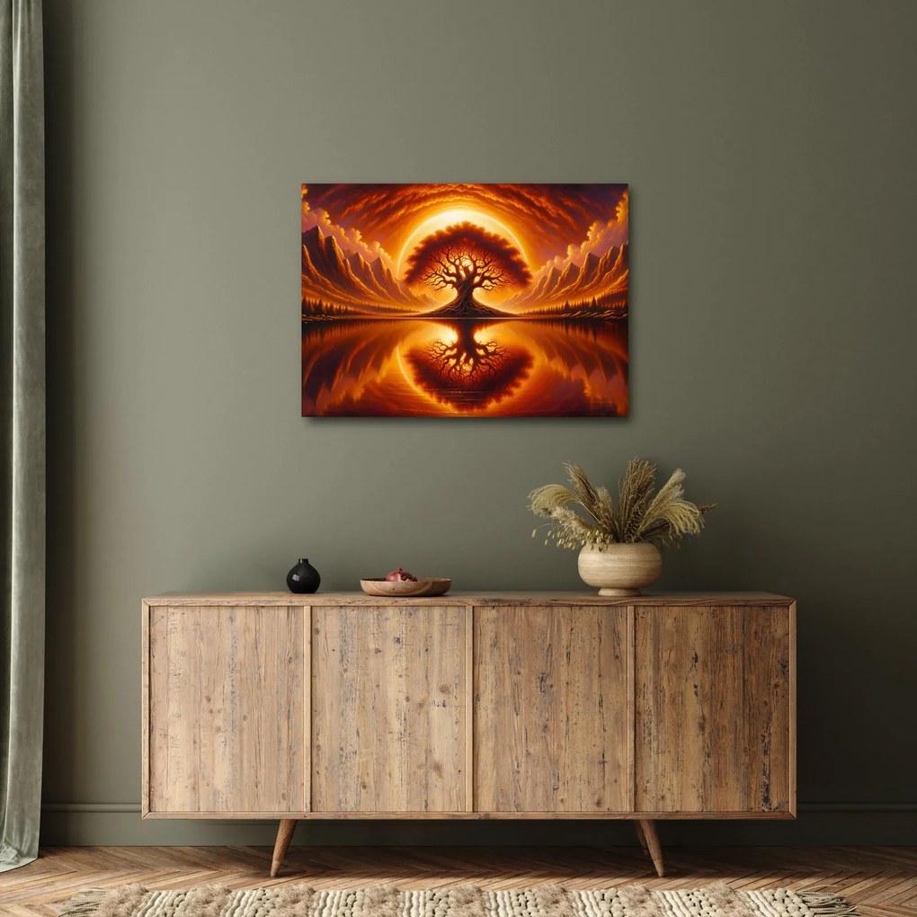 Tablou – Arbore în soare sângeriu (70x50 cm)