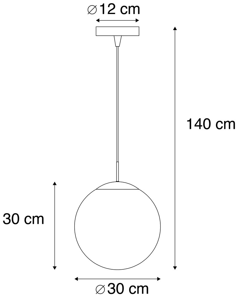 Lampă suspendată inteligentă din alamă cu sticlă fumurie 30 cm inclusiv WiFi ST64 - Ball