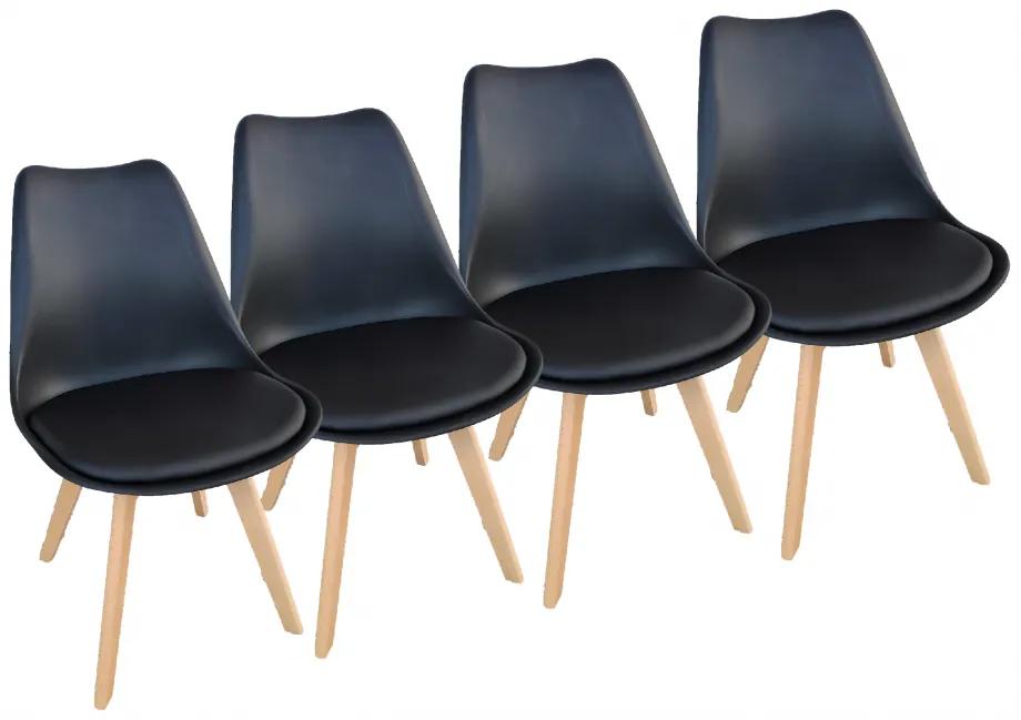 Scaune de sufragerie 4buc negre, stil scandinav Basic