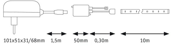 Bandă dimabilă LED RGB/26W Paulmann 78979 SIMPLED 7,5m 230V + telecomandă