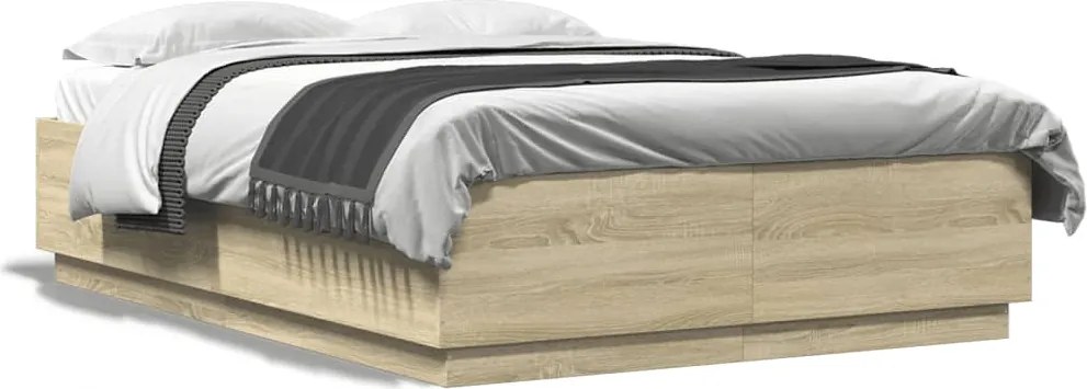 vidaXL Cadru de pat, stejar sonoma, 120x200 cm, lemn prelucrat