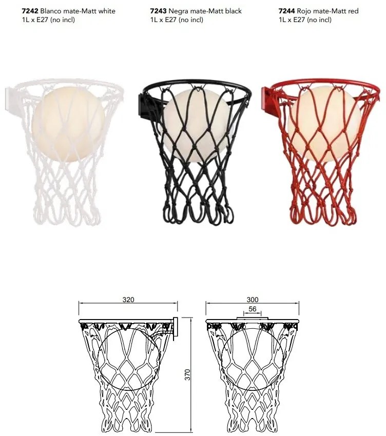 Aplica de perete camera copii BASKETBALL alb