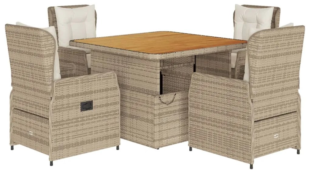 3262776 vidaXL Set mobilier de grădină cu perne, 5 piese, bej, poliratan