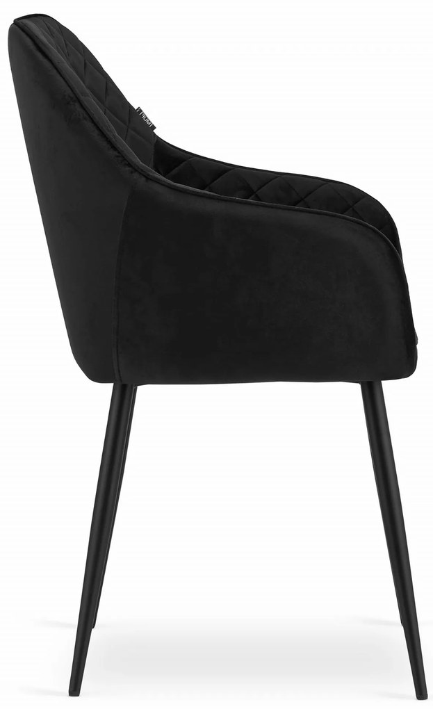 Scaun de sufragerie din catifea negru, NUGAT