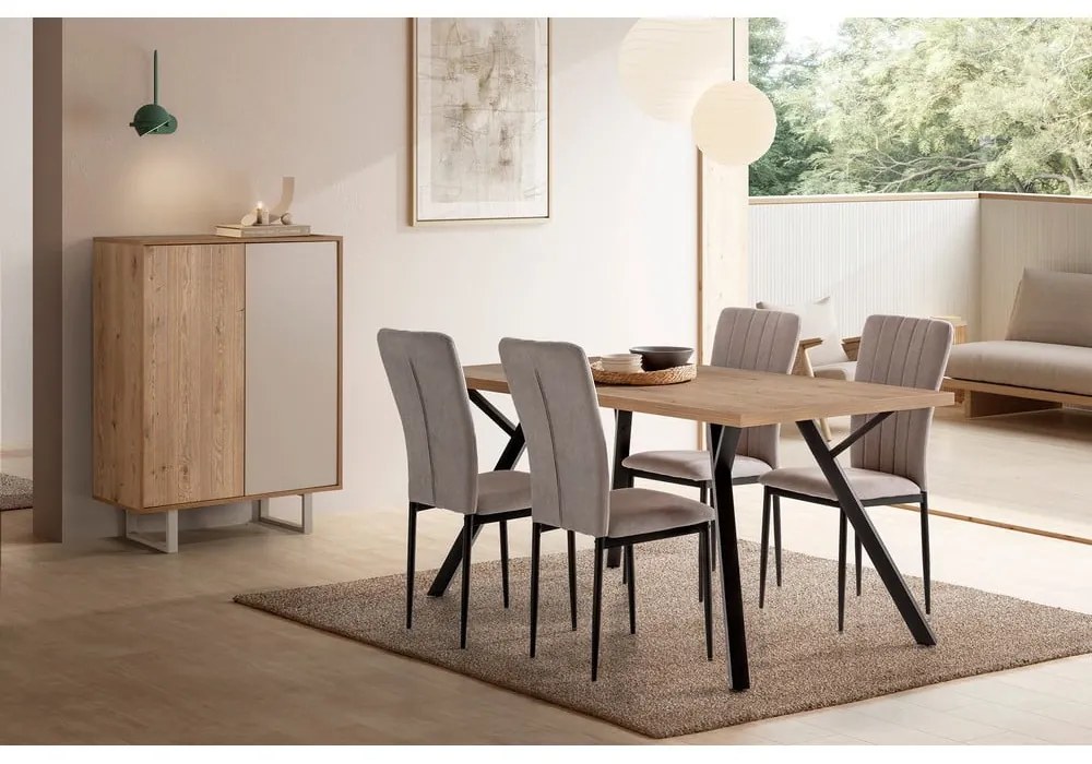 Masă de dining în culoare naturală cu blat din lemn de stejar 90x160 cm Marion – Marckeric