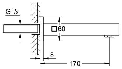 GROHE 13303000 - Sifon pentru cadă EUROCUBE 170 mm, crom lucios