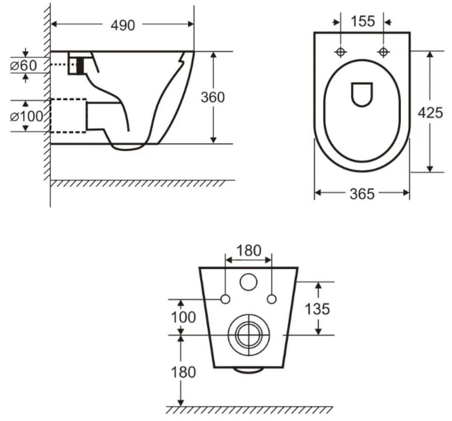 Set vas wc suspendat alb cu functie bideu si baterie crom mat Foglia Oslo, rezervor wc incastrat si clapeta aluminiu mat, Alcadrain