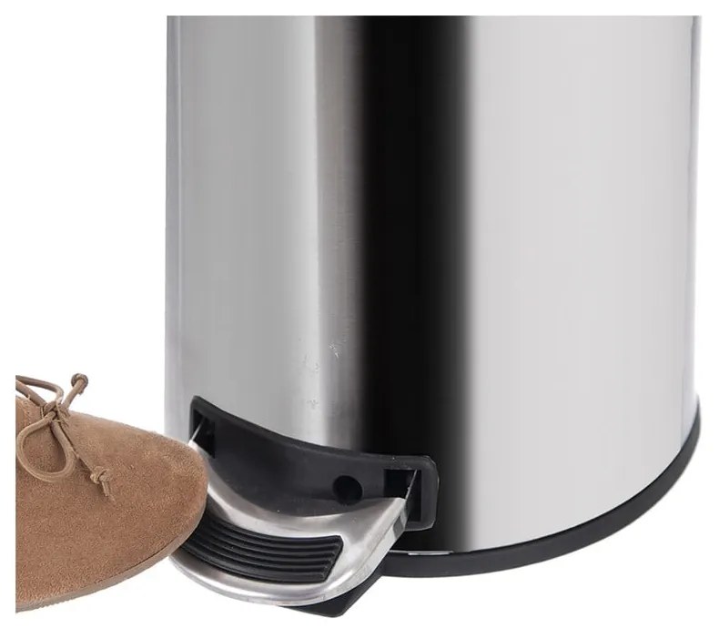 Coș de gunoi argintiu lucios cu pedală din oțel inoxidabil 3 l – Orion