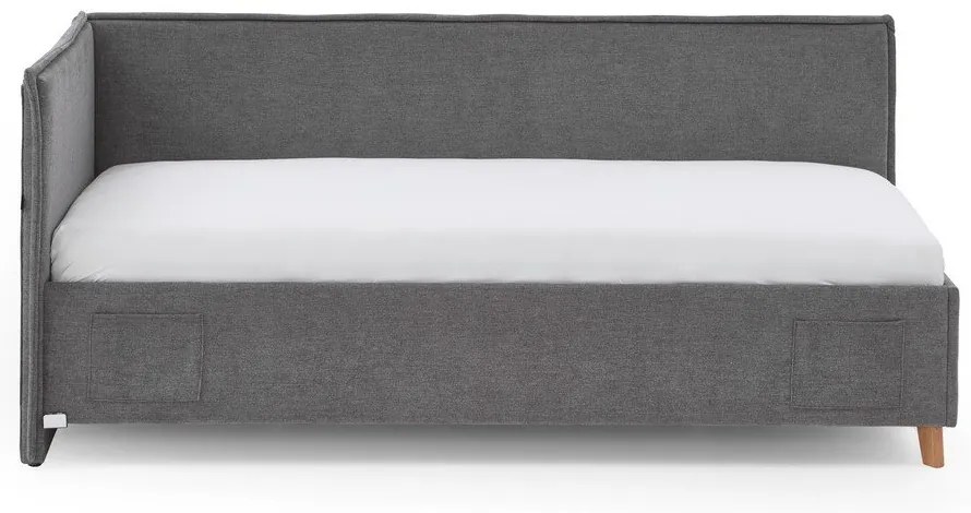 Pat pentru copii gri pe colț tapițat fără somieră 90x200 cm Fun – Meise Möbel