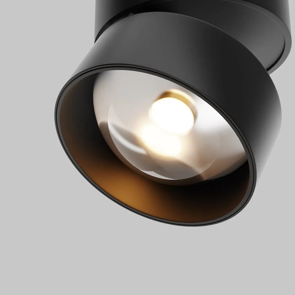 Spot aplicat directionabil LED Lens negru 3000K 12W