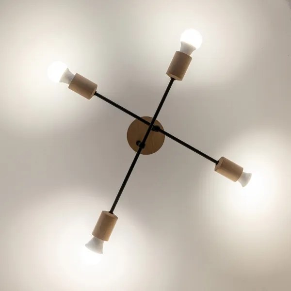 Lustră aplicată CAMBRIDGE 4xE27/15W/230V, din lemn de pin