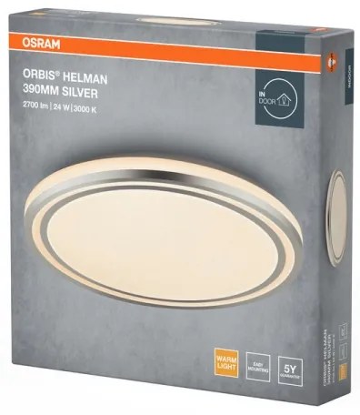 OSRAM - Plafonieră LED ORBIS HELMAN, 24W, 230V, Ø 39 cm, argintiu