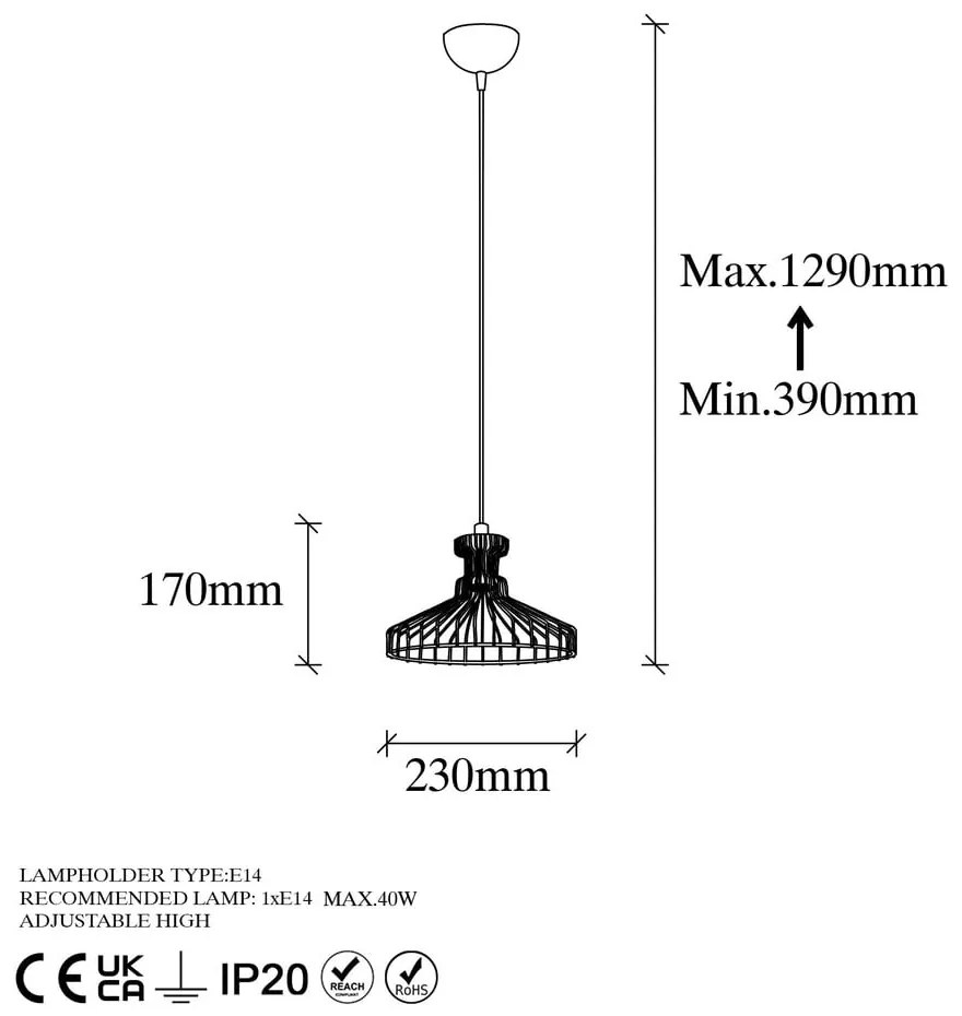 Lustră aurie cu abajur din metal ø 23 cm Events – Opviq lights