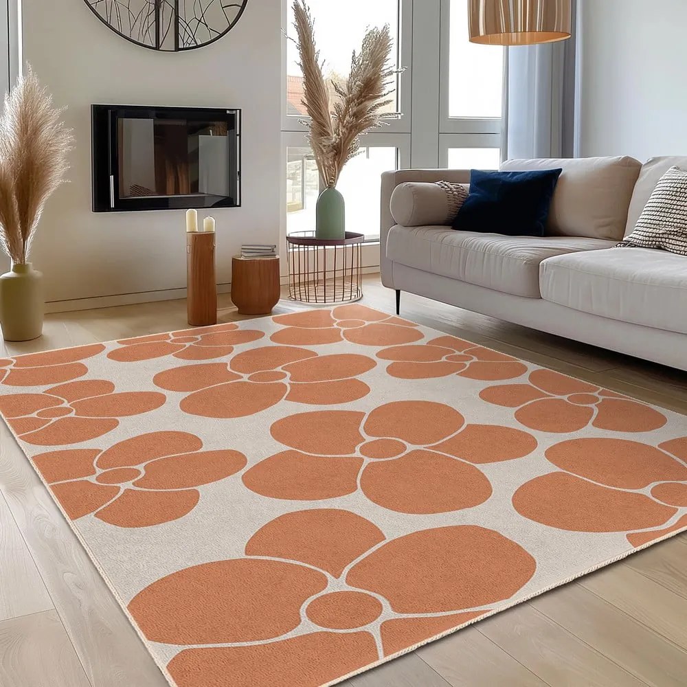 Covor tip traversă portocaliu lavabil 80x200 cm Orange Meadow – Mila Home