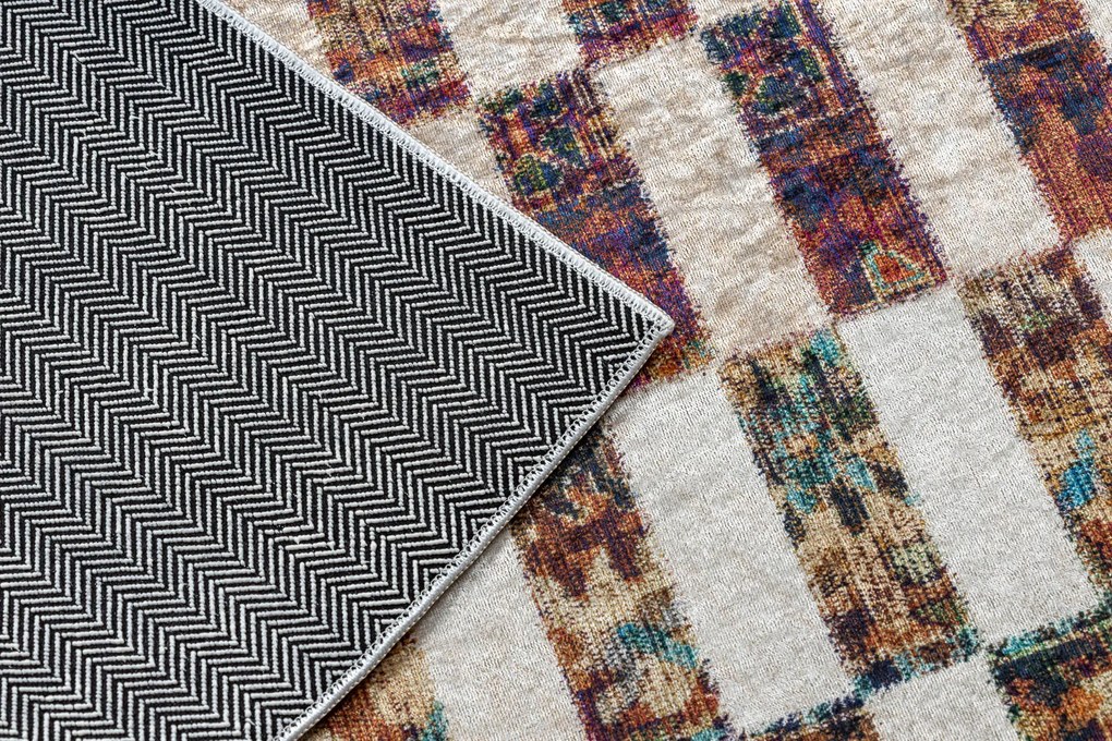 ANDRE 43780 covor lavabil Geometric anti-alunecare - bej / teracotă