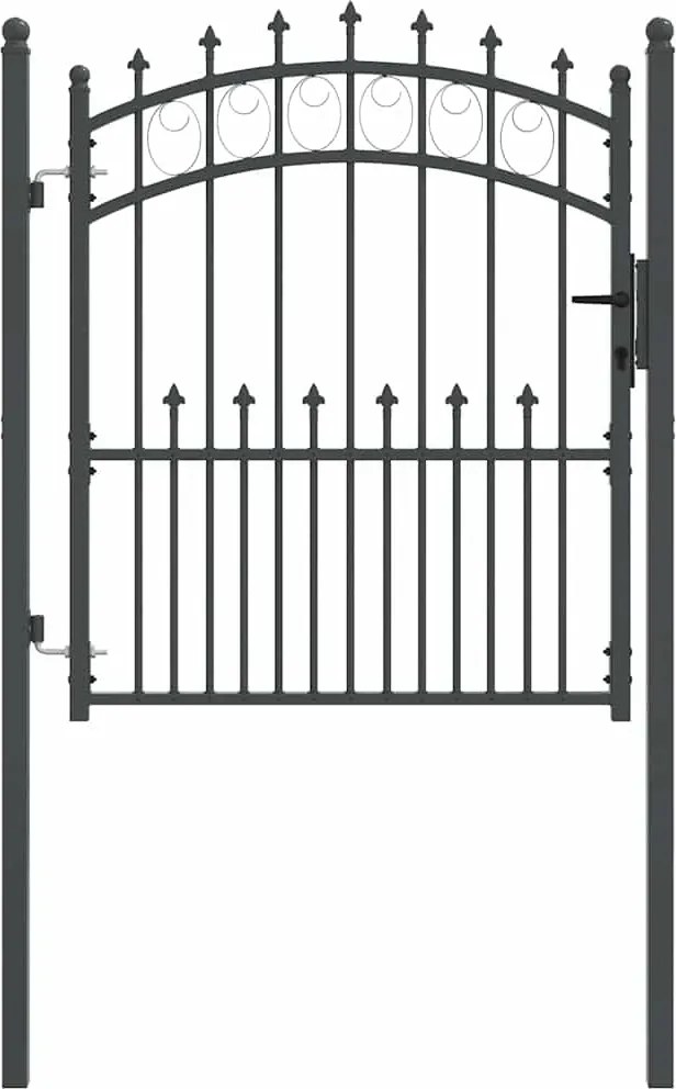 vidaXL Poartă de gard cu țepi Gri 125 x 100 cm Oțel vopsit în pulbere