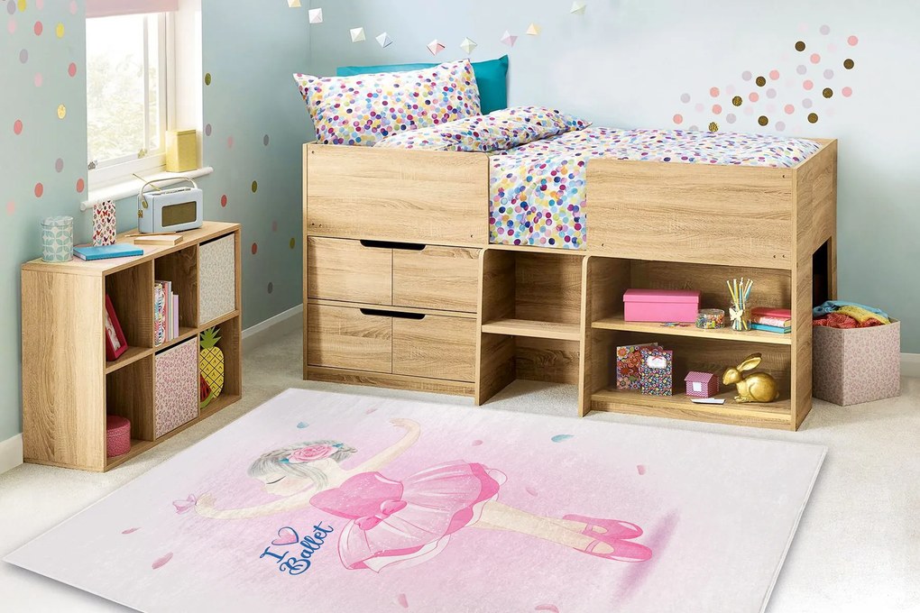 BAMBINO 42830 covor lavabil Balerina pentru copii anti-alunecare - roz
