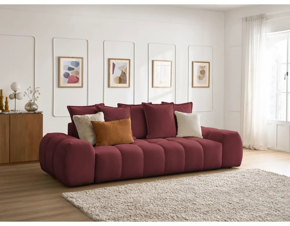Canapea burgundy cu tapițerie din chenille 278 cm Everest – Bobochic Paris