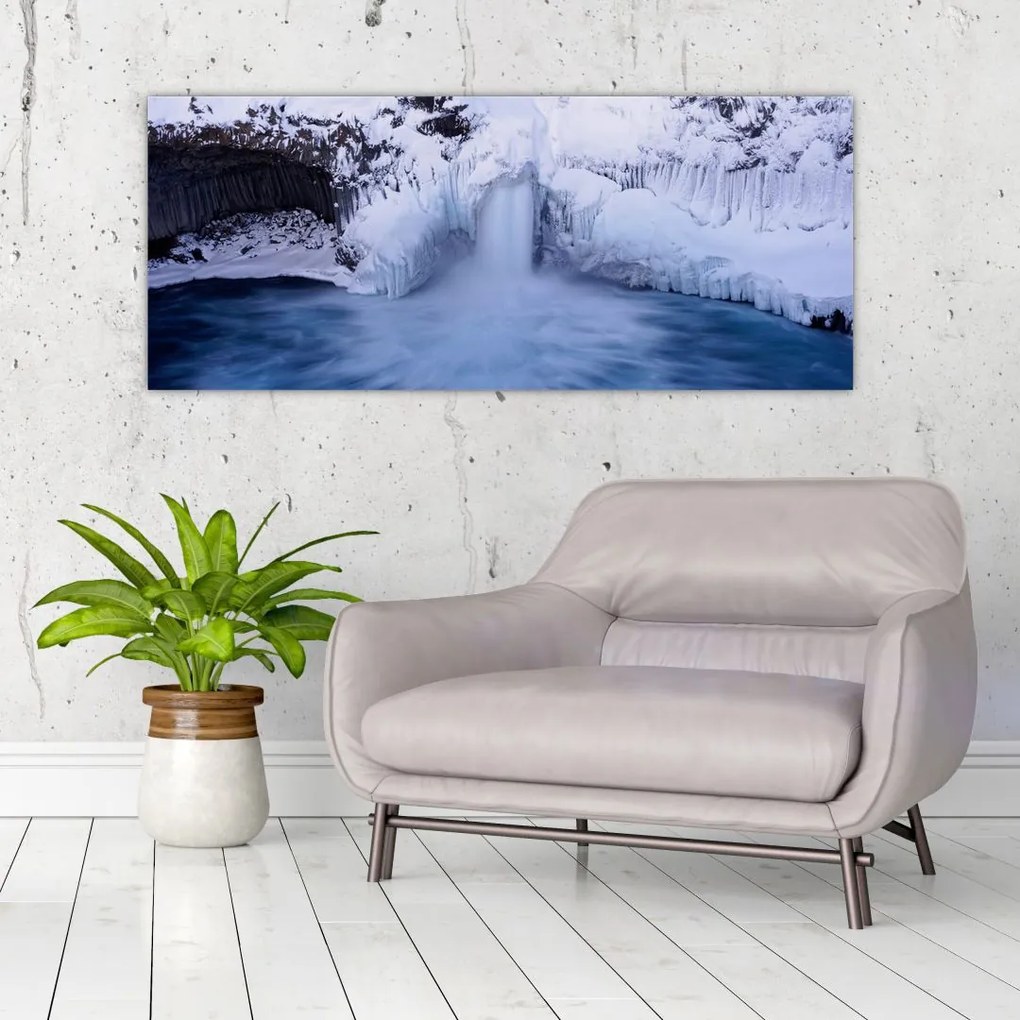 Tablou cu cascadele iarna (120x50 cm)
