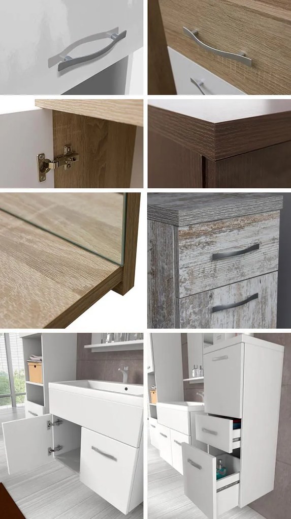 Zondo Mobilier baie Lunara (bodega + Alb lucios ) (fără sifon, baterie Economico). 1053659