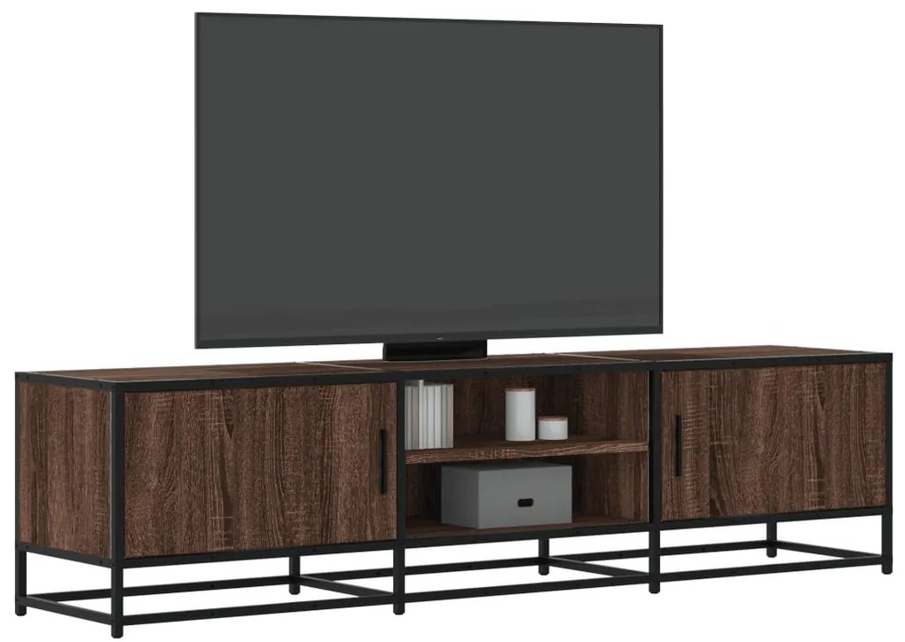 vidaXL Dulap TV, stejar maro, 160x35x41 cm, lemn prelucrat și metal