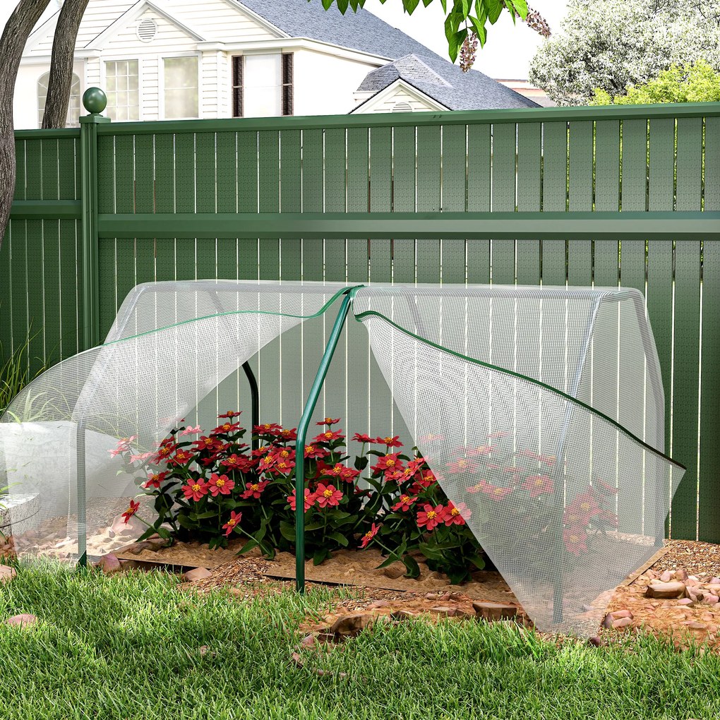 Mini Seră Outsunny pentru grădină și balcon din plastic PE și oțel cu închidere cu fermoar, 99x71x60 cm, de culoare alb transparent | Aosom Romania
