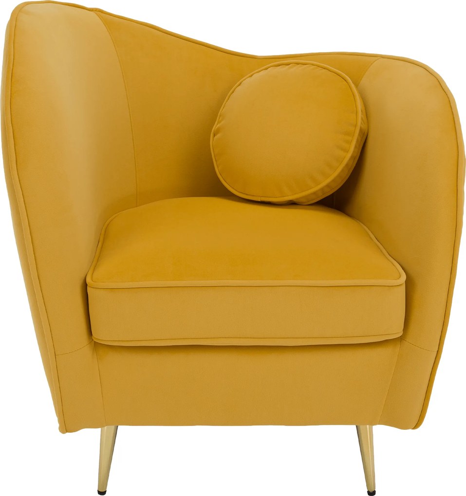 Fotoliu de design, ţesătură Velvet galbenă/gold crom auriu, EZIO