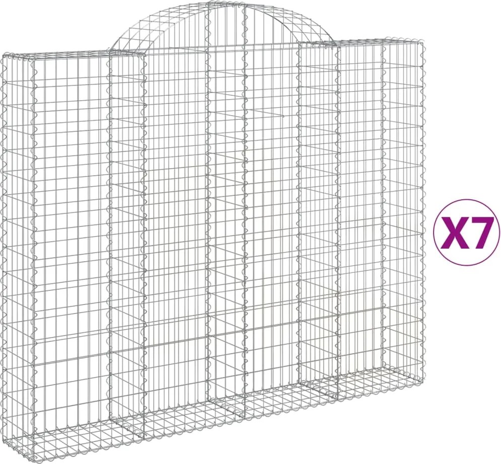 vidaXL Coșuri gabion arcuite 7 buc, 200x30x160/180 cm, fier galvanizat