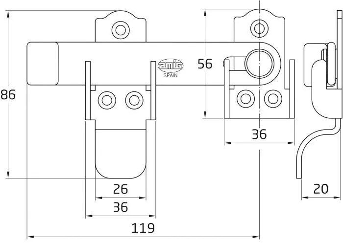 Zavor model Cortos, L=120, finisaj negru