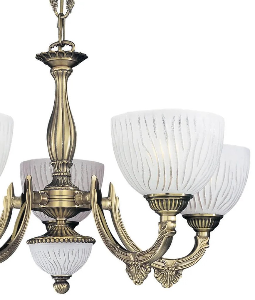 Candelabru cu 5 brate design clasic din alama si sticla 5600